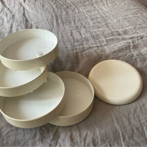 Vintage Interdesign Swivel Tiered Jewelry Desk Organizer - Cream